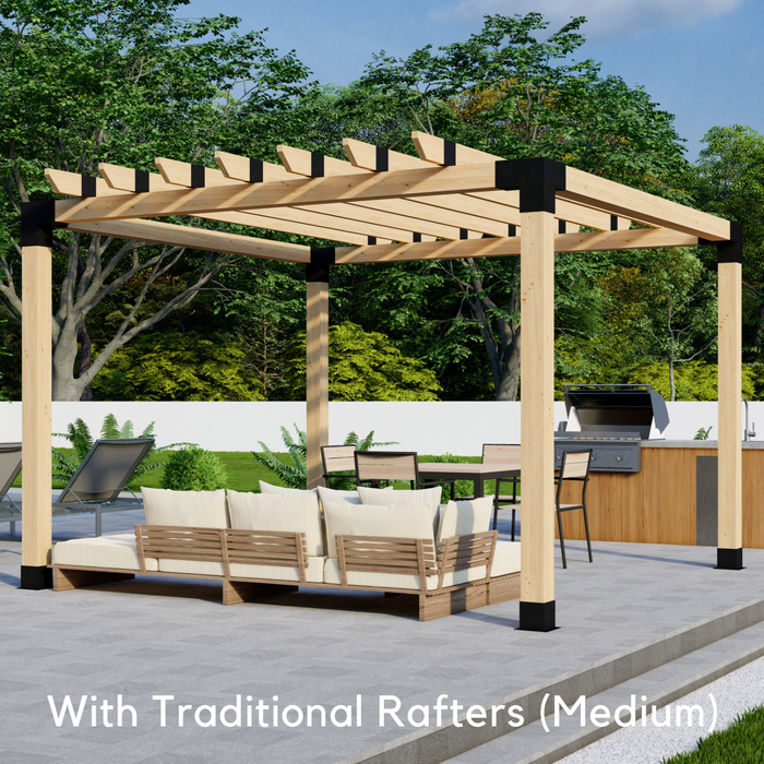 Single Free-Standing Pergola Frame Kit (Any Size Up to 12' x 12') - For 6x6 Wood Posts