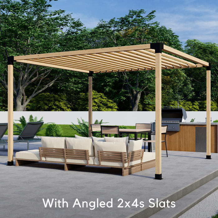 511 - Free-standing 11x11 pergola with medium-spaced 2x4 angled roof slats