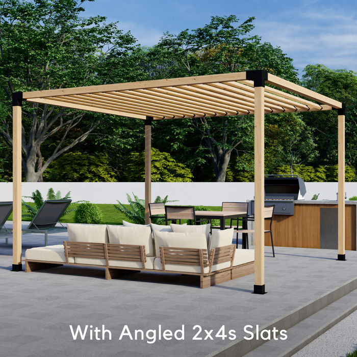 512.94 - Free-standing 11x9 pergola with medium-spaced 2x4 angled roof slats