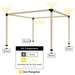 512.7 - This single free-standing pergola kit includes 4 base brackets and 4 3-arm brackets, all of which are for 4x4 wood