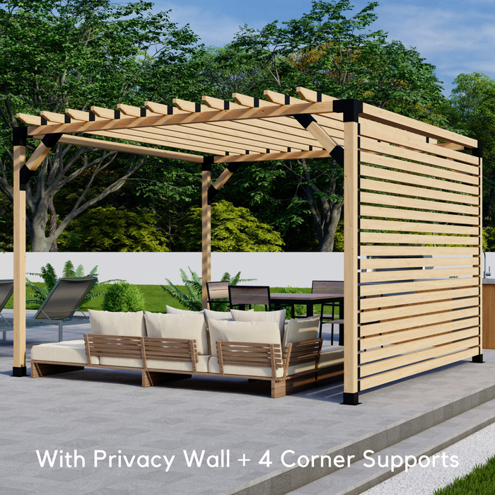 Free-Standing Pergola Kit for 4x4 Wood Posts (Any Size Up to 12' x 12') - With Traditional Roof Rafters (Close Spacing)