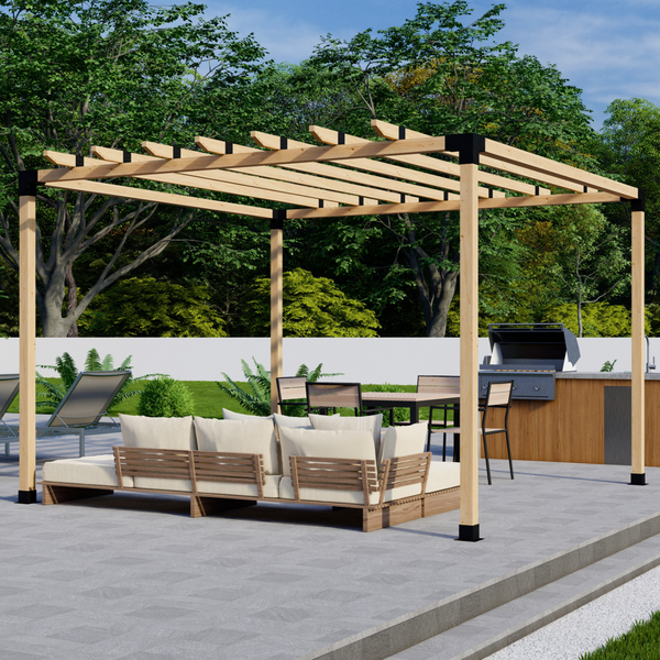 Up to 12' x 12' Free-Standing Pergola w/ 2x4 Rafters Atop Beams