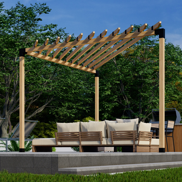 Triangle Pergola Kit for 4x4 Wood Posts and 2x4 Rafters Atop Beams