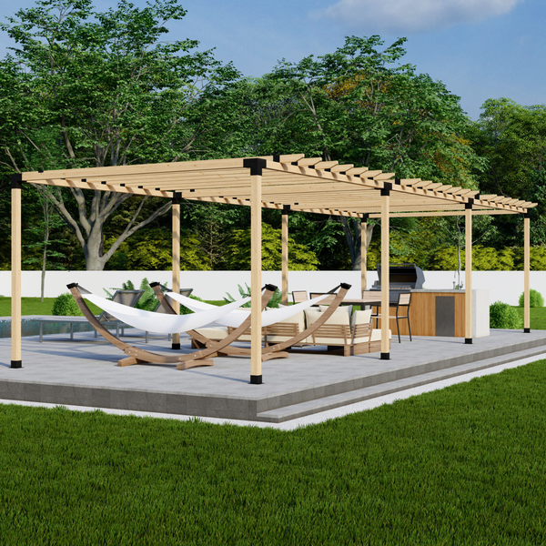 Up to 36' x 12' Free-Standing Pergola w/ 2x4 Rafters Atop Beams