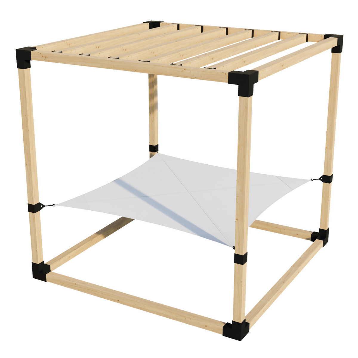 2Person Pergola Hammock Kit with 4x4 Square Roof Rafters (for 4x4 Woo