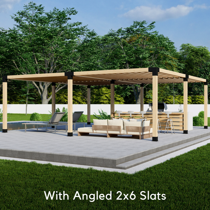 Free-Standing 14' x 14' Pergola with Roof - Kit for 6x6 Wood Posts