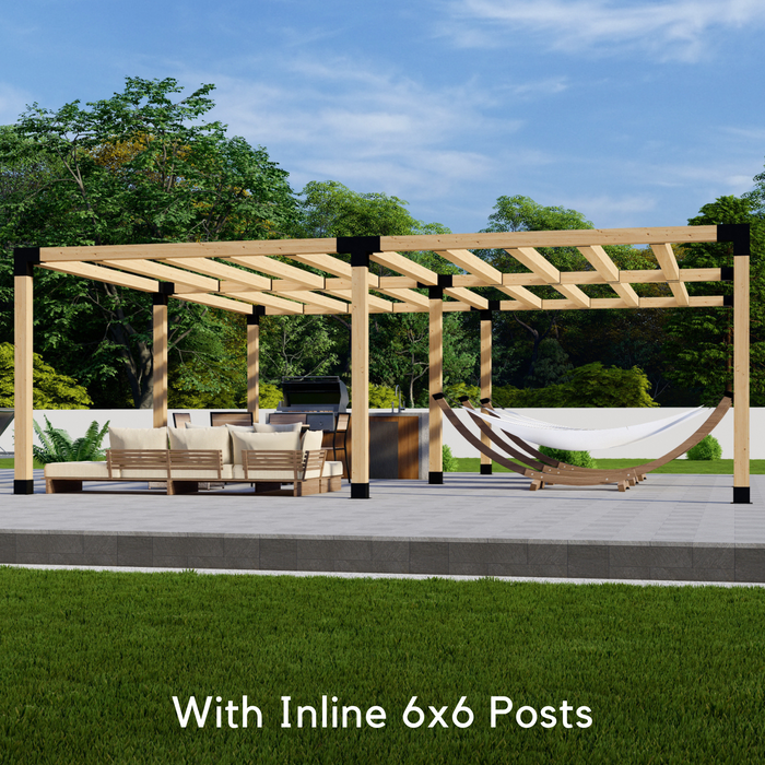 Free-Standing 20' x 18' Pergola with Roof - Kit for 6x6 Wood Posts