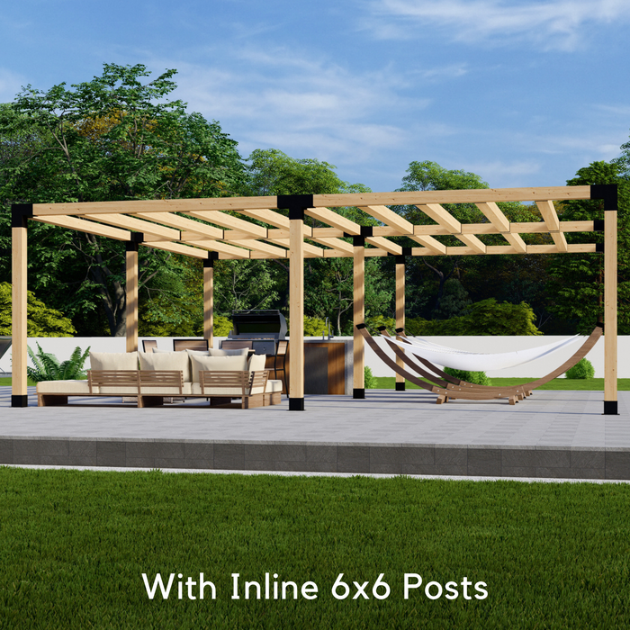 Free-Standing 16' x 16' Pergola with Roof - Kit for 6x6 Wood Posts