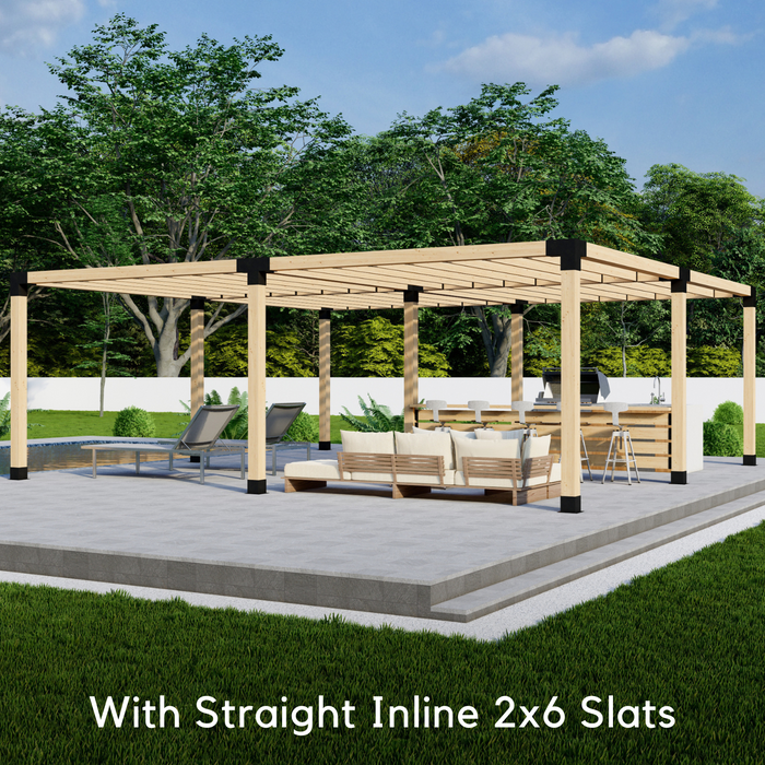Free-Standing 14' x 14' Pergola with Roof - Kit for 6x6 Wood Posts