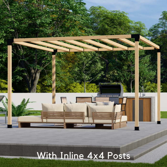 Freestanding 7x10 Pergola Kit with Roof - For 4x4 Wood Posts