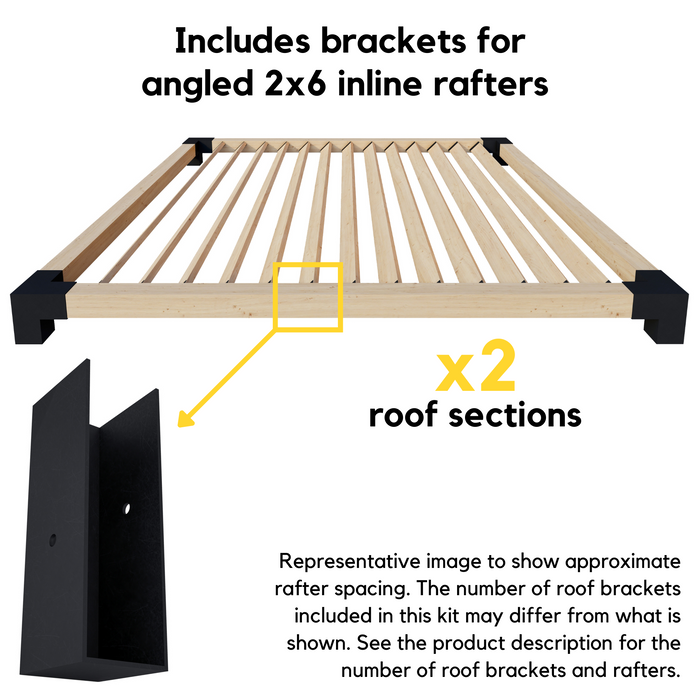 12' x 22' Pergola Attached to House with Roof - Kit for 6x6 Wood Posts