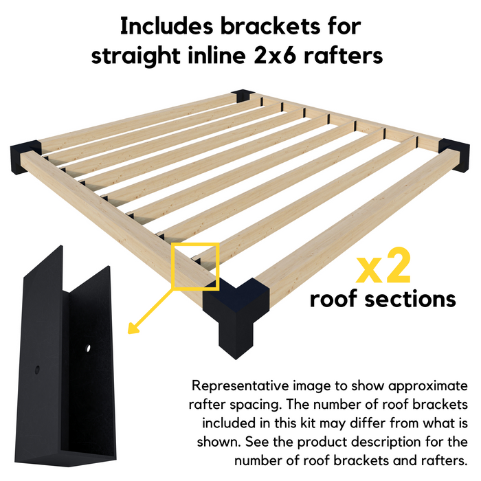 Free-Standing 12' x 24' Pergola with Roof - Kit for 6x6 Wood Posts