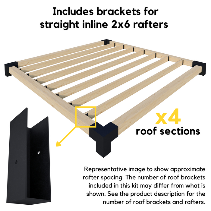 18' x 22' Pergola Attached to House with Roof - Kit for 6x6 Wood Posts