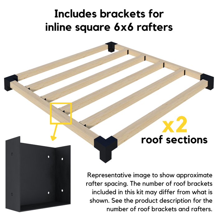 Free-Standing 16' x 8' Pergola with Roof - Kit for 6x6 Wood Posts
