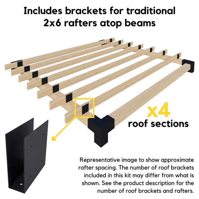 Free-Standing 16' x 16' Pergola with Roof - Kit for 6x6 Wood Posts