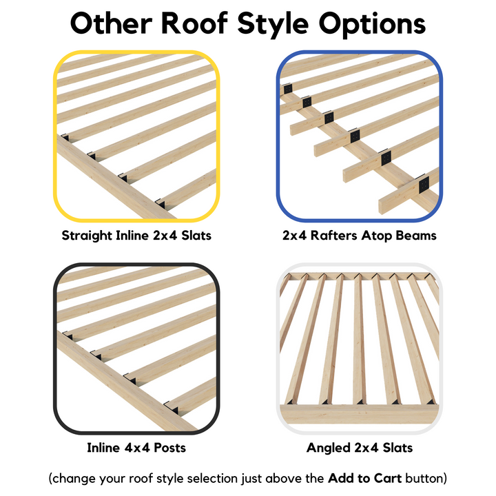 Freestanding 12x14 Pergola Kit with Roof (5 Options) - For 4x4 Wood