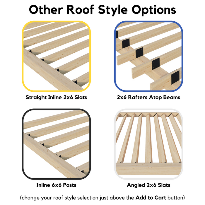 Free-Standing 18' x 22' Pergola with Roof - Kit for 6x6 Wood Posts