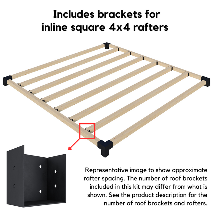 Attached 7x12 Pergola Off House with Roof - Kit for 4x4 Wood Posts