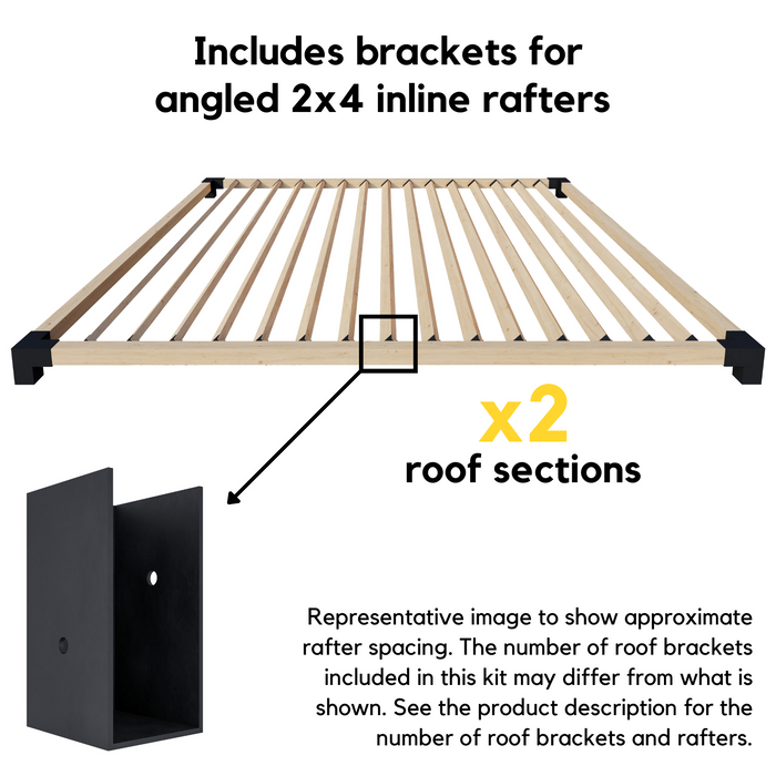 Attached 18x8 Pergola Off House with Roof - Kit for 4x4 Wood Posts