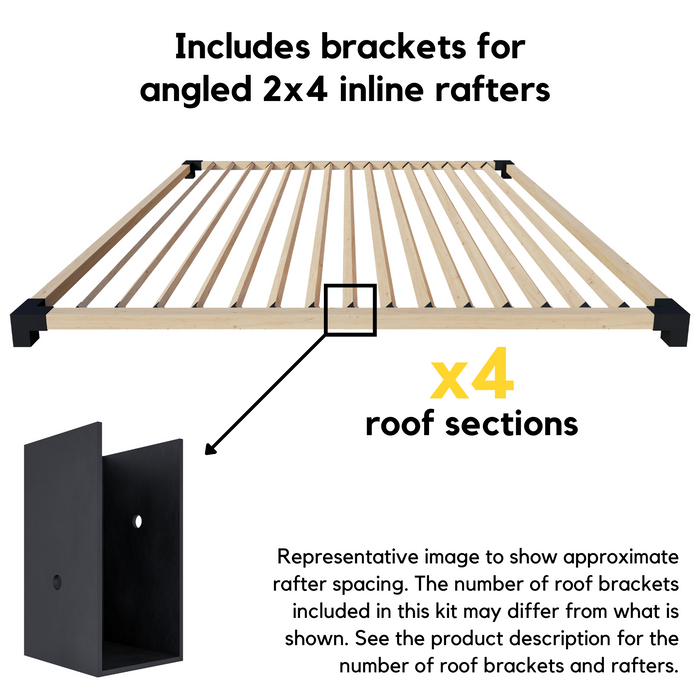 Attached 20x22 Pergola Off House with Roof - Kit for 4x4 Wood Posts