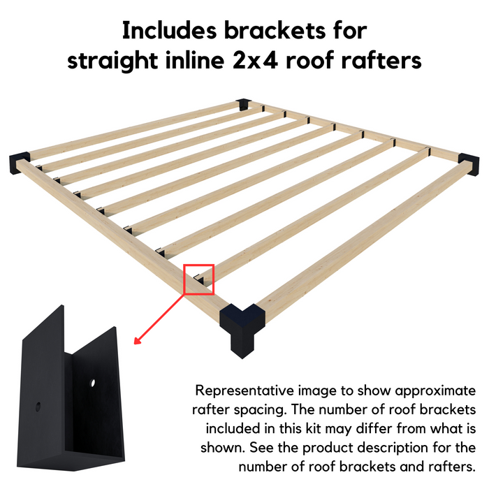 Attached 9x12 Pergola Off House with Roof - Kit for 4x4 Wood Posts