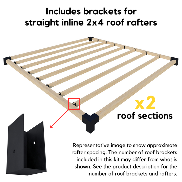 Attached 20x8 Pergola Off House with Roof - Kit for 4x4 Wood Posts