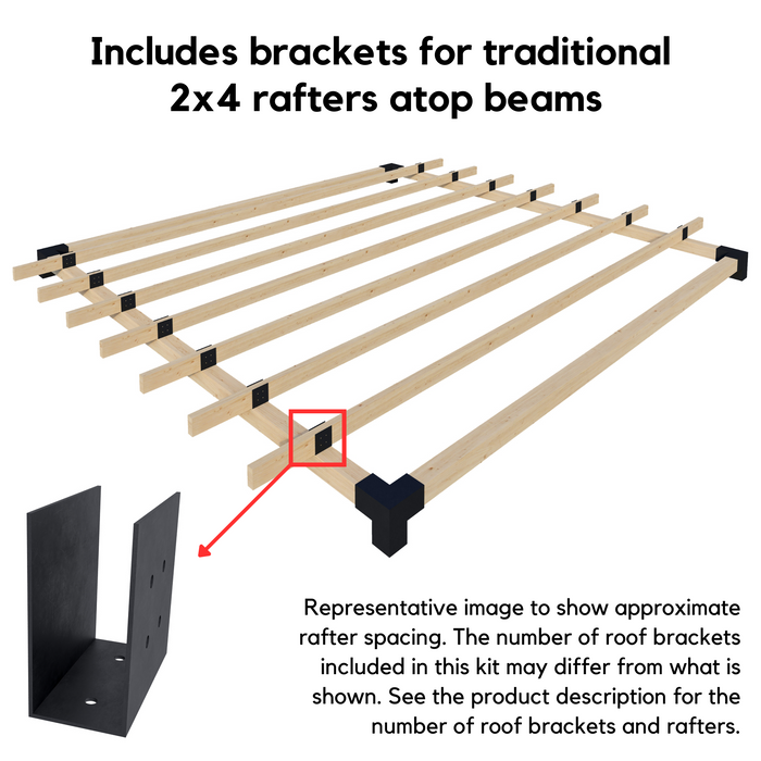 Freestanding 7x10 Pergola Kit with Roof - For 4x4 Wood Posts