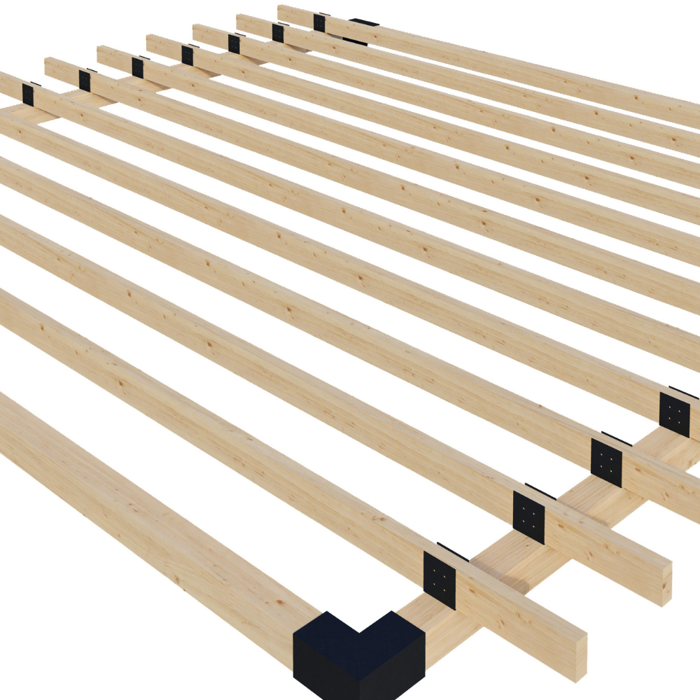 2x Rafter 2x4 Rafters Atop Beams (Running Shortways)