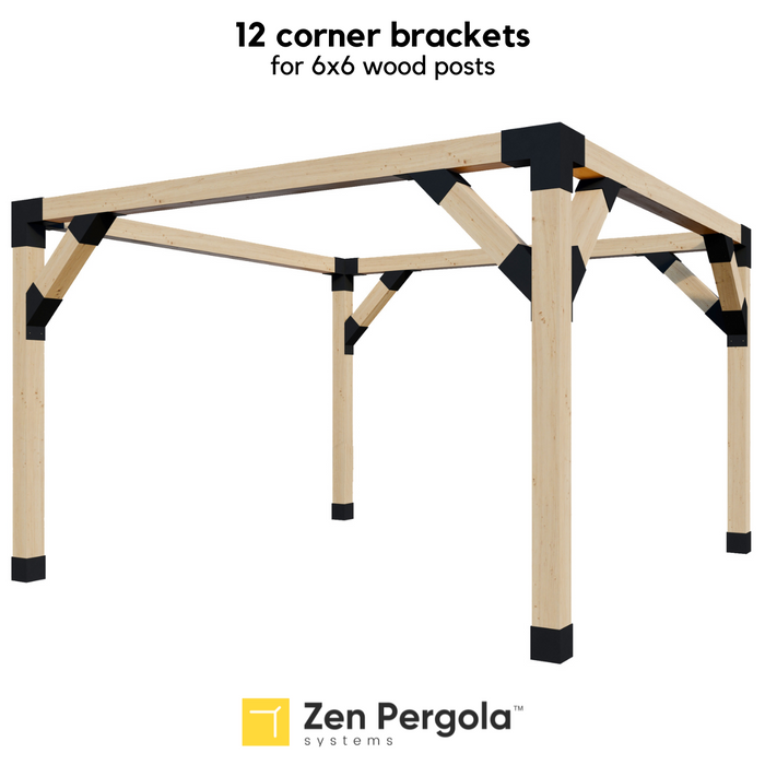 056 - Single free-standing pergola showing 6 corner supports, requiring 12 corner support brackets