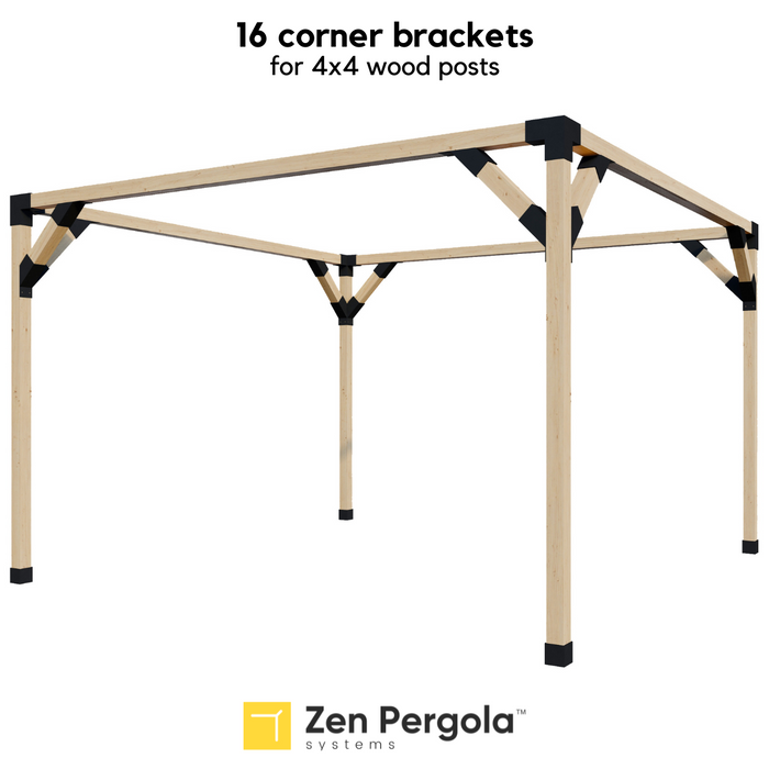 006 - Single free-standing pergola showing 8 corner supports, requiring 16 corner support brackets