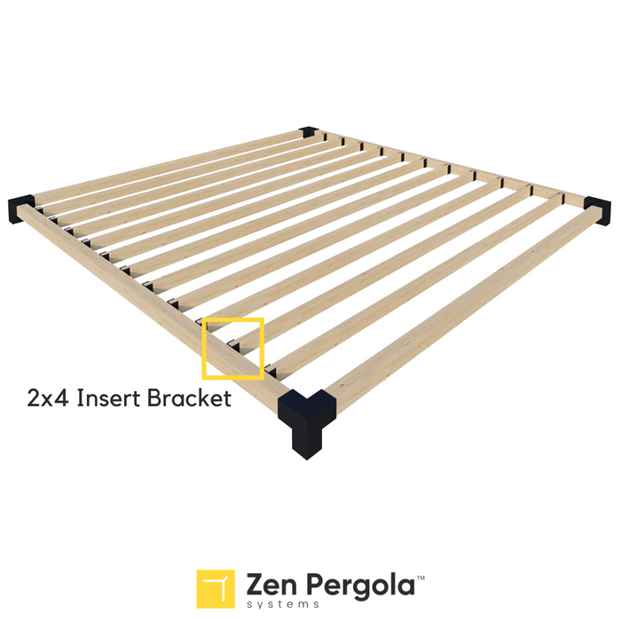 008 - Schematic drawing showing how a 2x4 insert bracket is used on a pergola roof