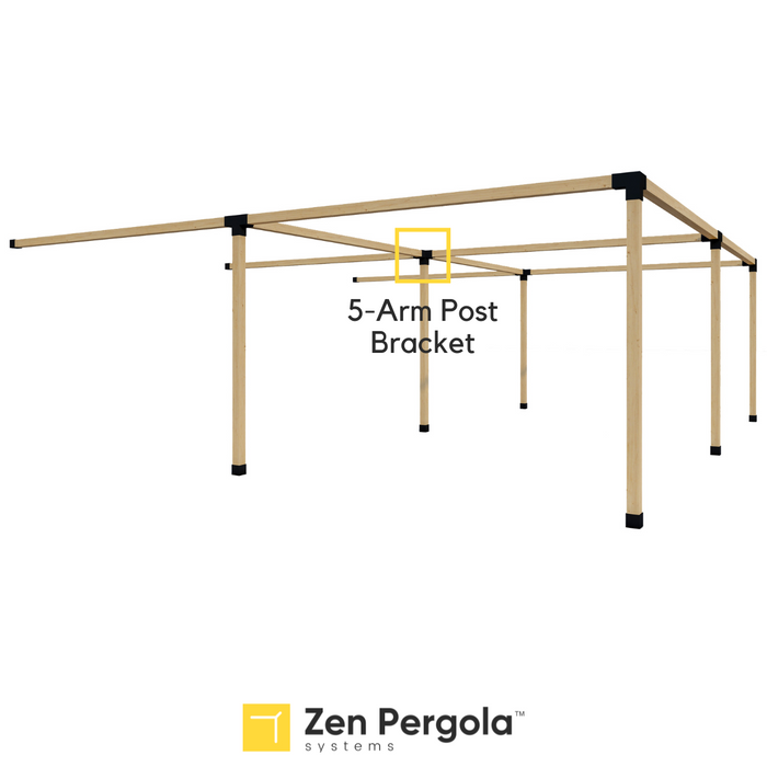 005 - Schematic drawing showing how a 4x4 5-arm post bracket is used on a pergola