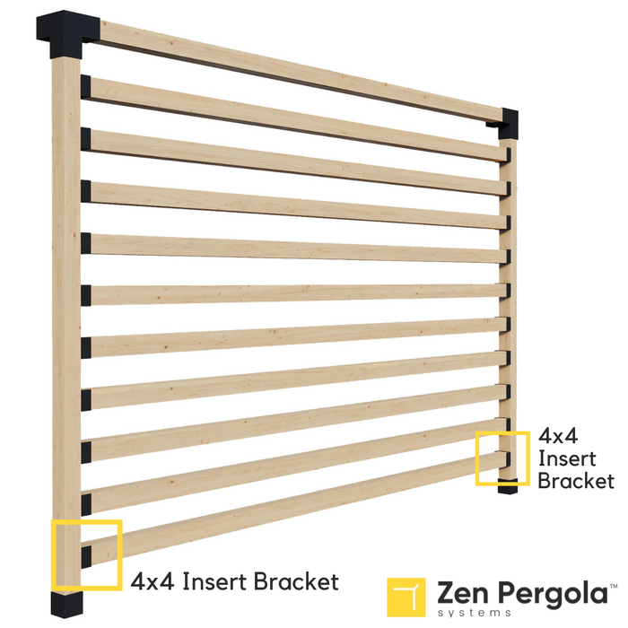 007 - Schematic drawing showing how 4x4 insert brackets can be used to install 4x4 privacy wall posts