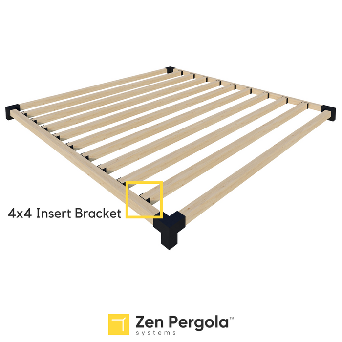 007 - Schematic drawing showing how 4x4 insert brackets can be used to install 4x4 roof rafters