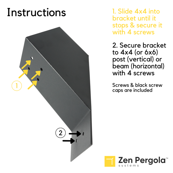 006 - Instructions for first sliding in and securing a 4x4 post into the angled arm of a 4x4 corner bracket