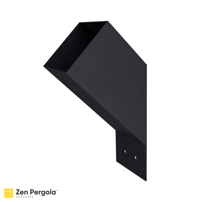 035 - Side view of a 45-degree-angle corner support bracket for 4x4 wood posts - by Zen Pergolas