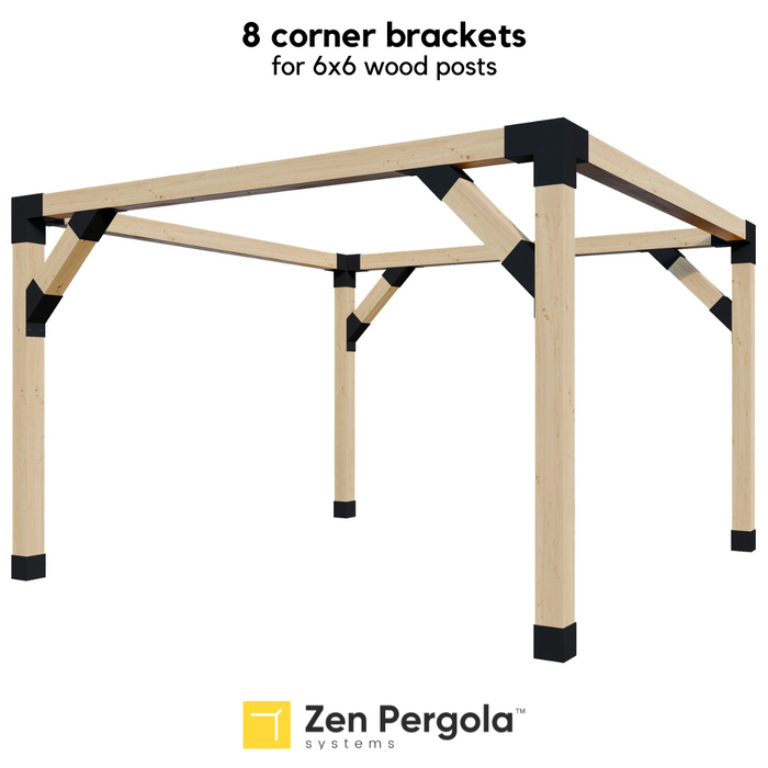 056 - Single free-standing pergola showing 4 corner supports, requiring 8 corner support brackets