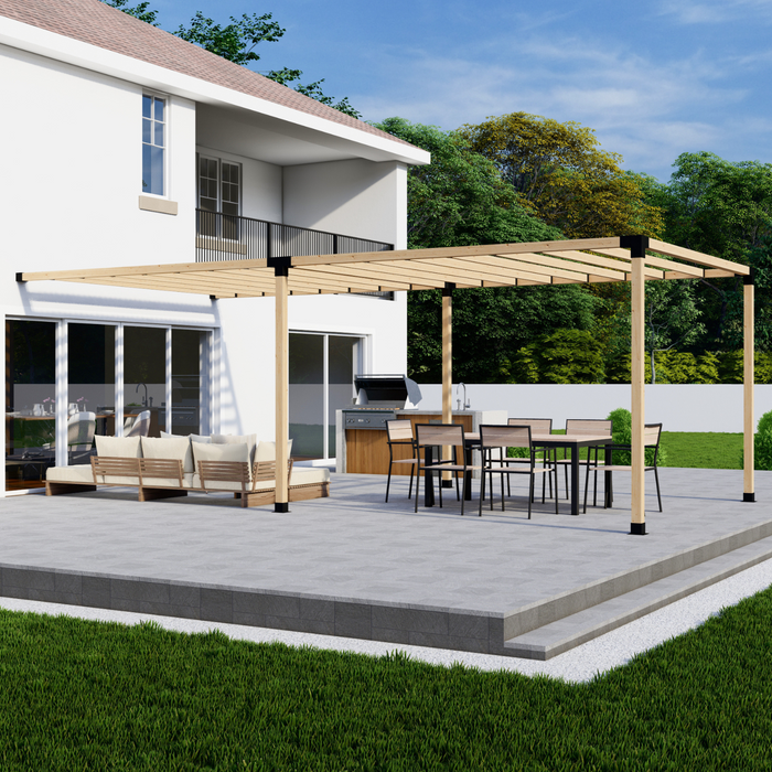 214 - Attached 12x16 pergola with roof - cover image with medium-spaced inline 2x4 rafters