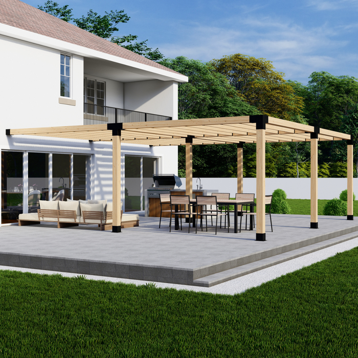 468 - 18x24 pergola attached to house with medium-spaced inline 2x6 roof rafters - cover image