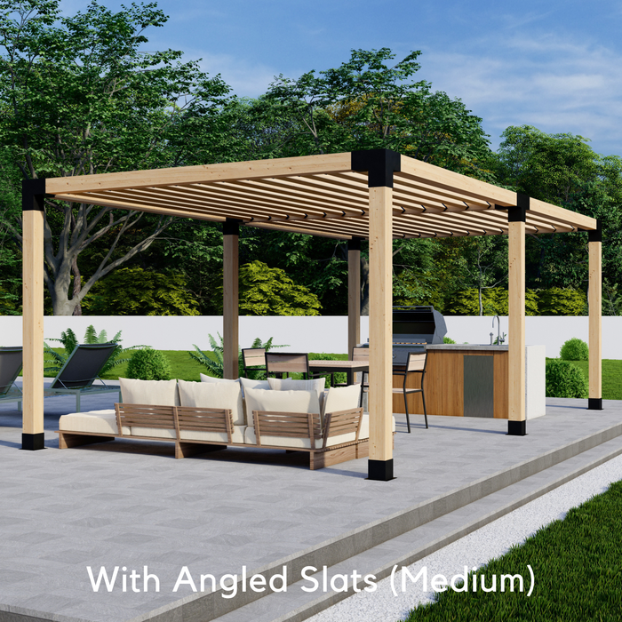 650 - Free-standing double pergola with medium-spaced 2x6 angled roof slats
