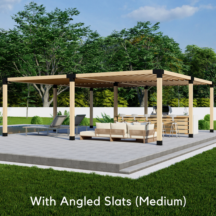 865 - Free-standing 18x18 pergola with medium-spaced 2x6 angled roof slats
