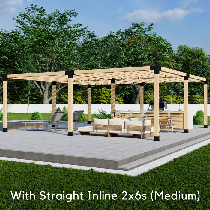 873 - Free-standing 20x22 pergola with medium-spaced inline 2x6 roof rafters