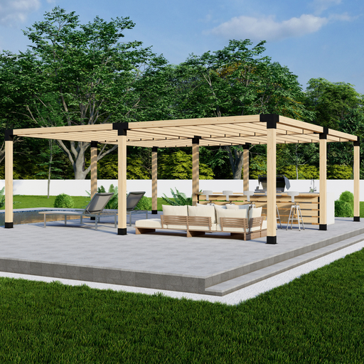 864 - Free-standing 18x16 pergola with medium-spaced straight inline 2x6 roof rafters - cover picture