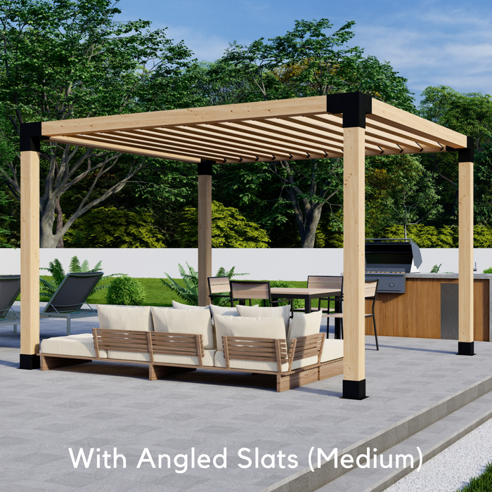 550 - Free-standing single pergola with medium-spaced 2x6 angled roof slats
