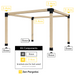 553 - This single free-standing pergola kit includes 4 base brackets and 4 3-arm brackets, all of which are for 6x6 wood