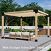 550 - Free-standing single pergola with medium-spaced inline 2x6 roof rafters
