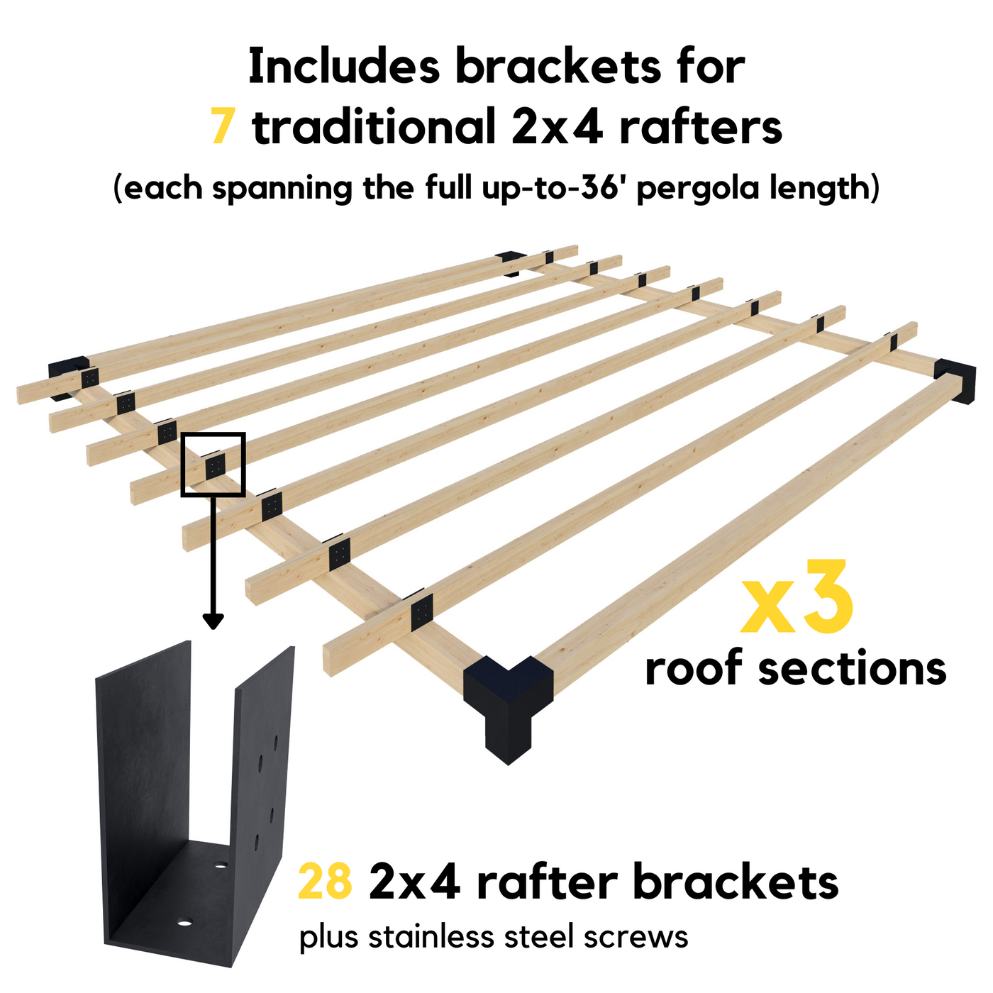 Kit for Outdoor Wooden Pergola With Roof - 20% Off