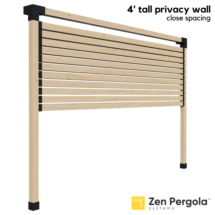 032 - A 4-foot tall pergola privacy wall (shade wall) comprised of closely-spaced 4x4s