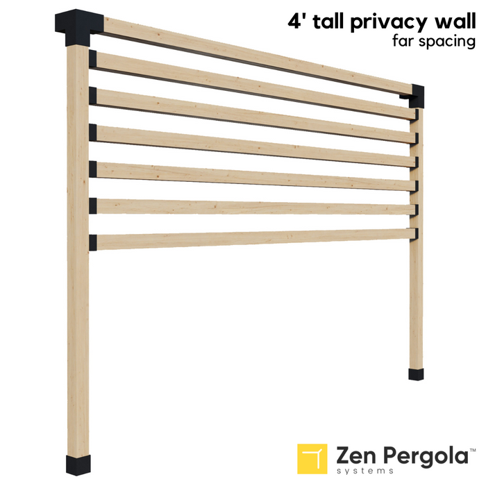 032 - A 4-foot tall pergola privacy wall (shade wall) comprised of far-spaced 4x4s