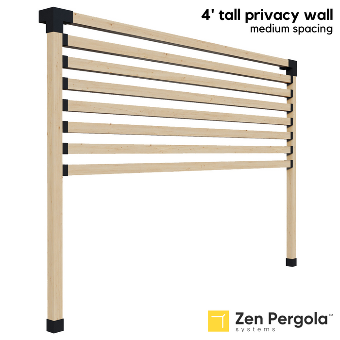 032 - A 4-foot tall pergola privacy wall (shade wall) comprised of medium-spaced 4x4s